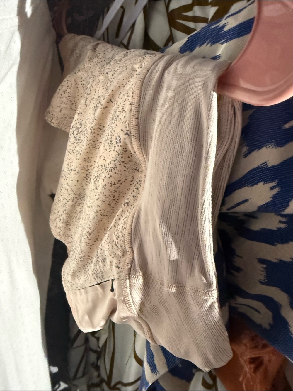 Neutral Speckled Athletic Shorts for Women - Cream